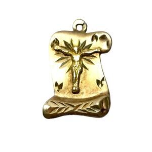 Gold Filled Jesus Christ Scroll Charm Pendant